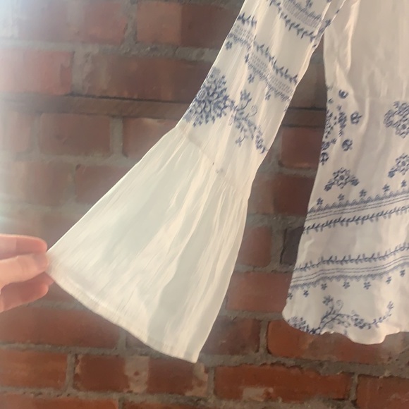 BP Nordstrom - White and blue bohemian style with bell sleeves - XS - Picture 4 of 5